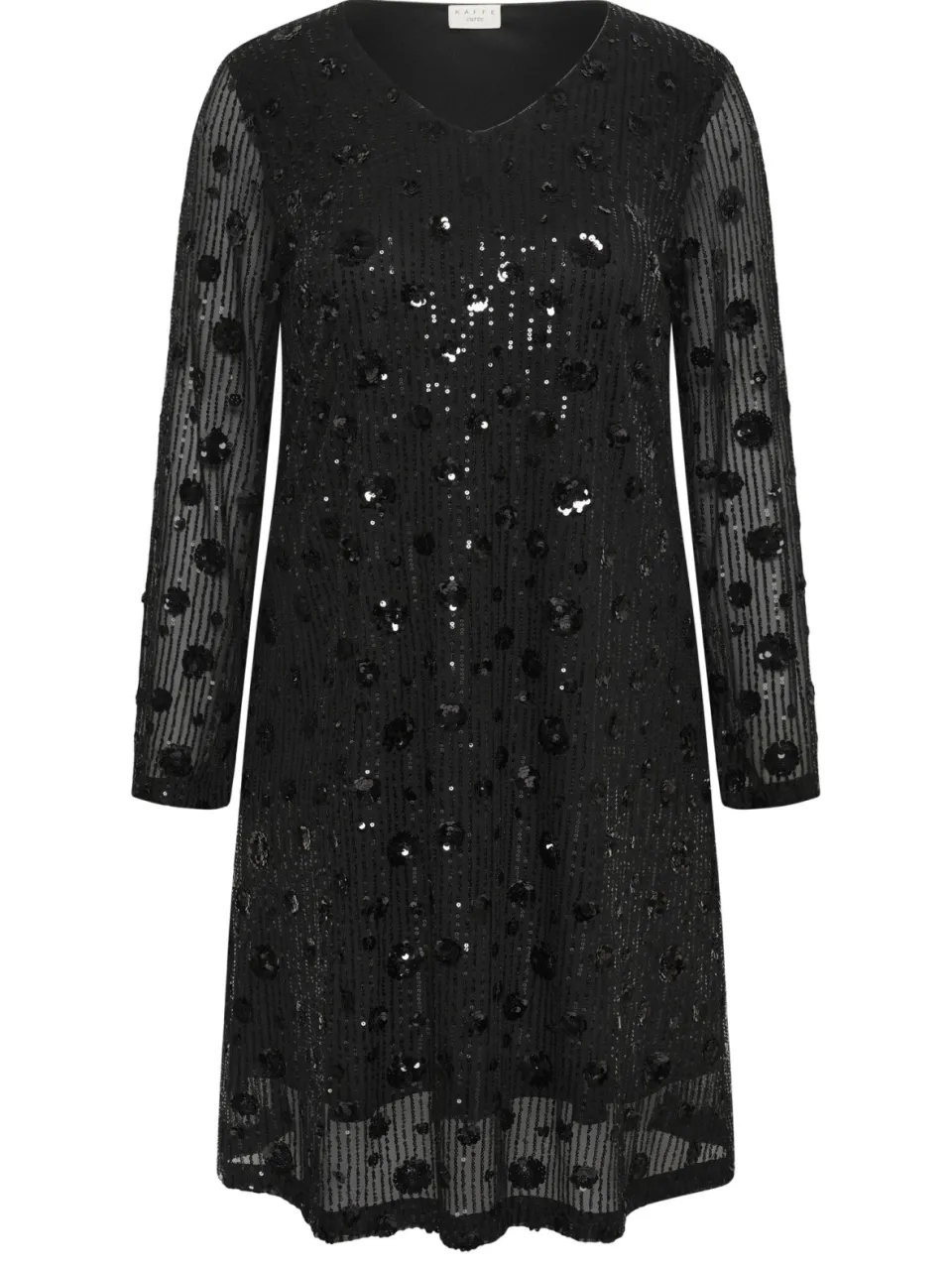Kaffe Curve Plus-lijn glitterjurk met pailletten en stippen - zwart, foto 2