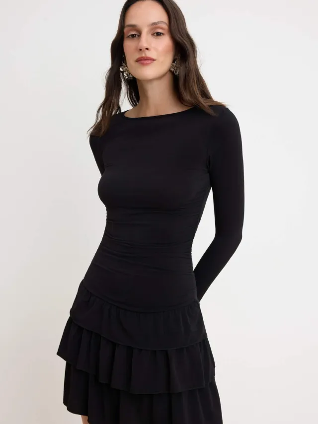 Trendyol TRENDYOLMİLLA Dames Zwart Effen Kort / Mini Kort A-lijn Jurken