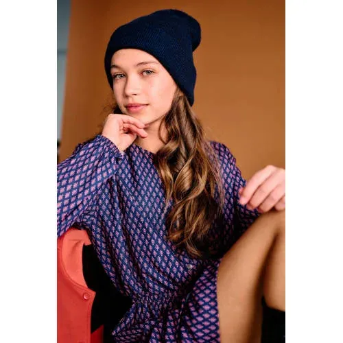 NoBell’ Mayal korte jurk met ruches donkerblauw/donkerrood, foto 4