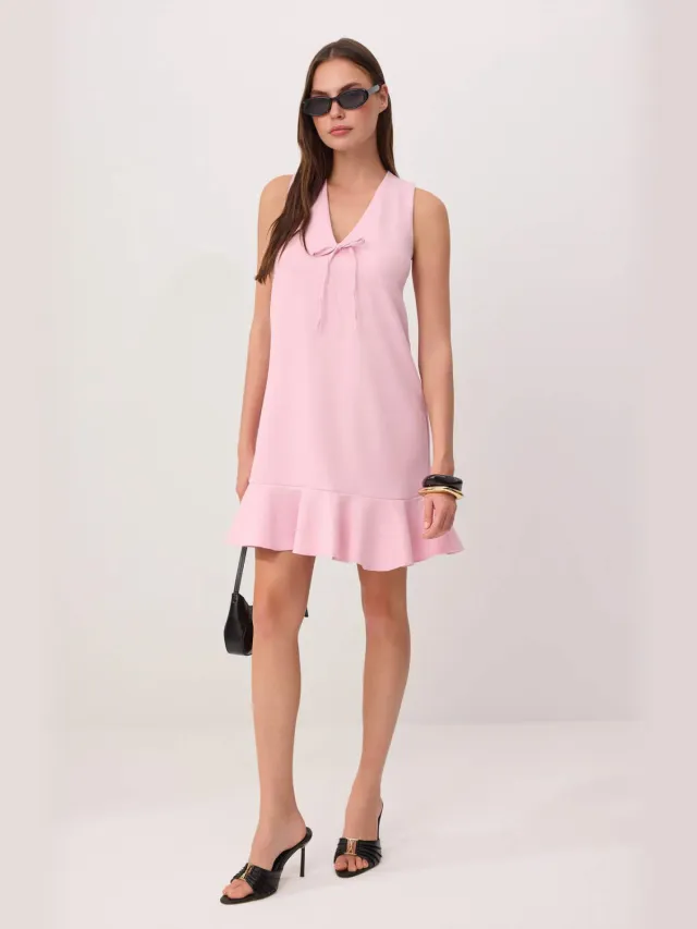 Trendyol TRENDYOLMİLLA Dames Roze Effen Kort / Mini Mouwloos A-lijn Jurken