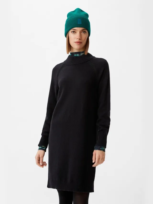 Comma female - Kurzes Strickkleid mit Rippblende zwart