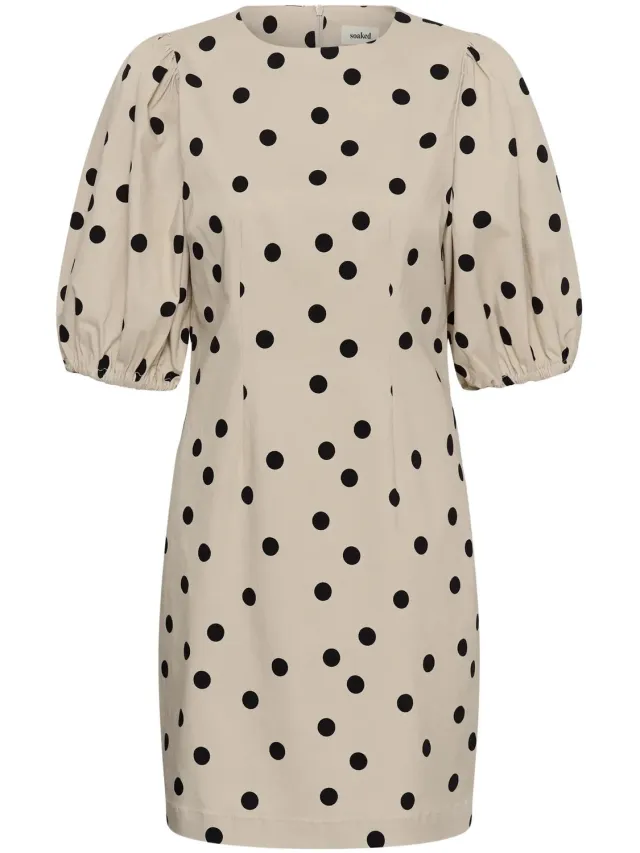 SOAKED IN LUXURY Damesjurk Soaked in Luxury Slzazu oatmeal and black dots