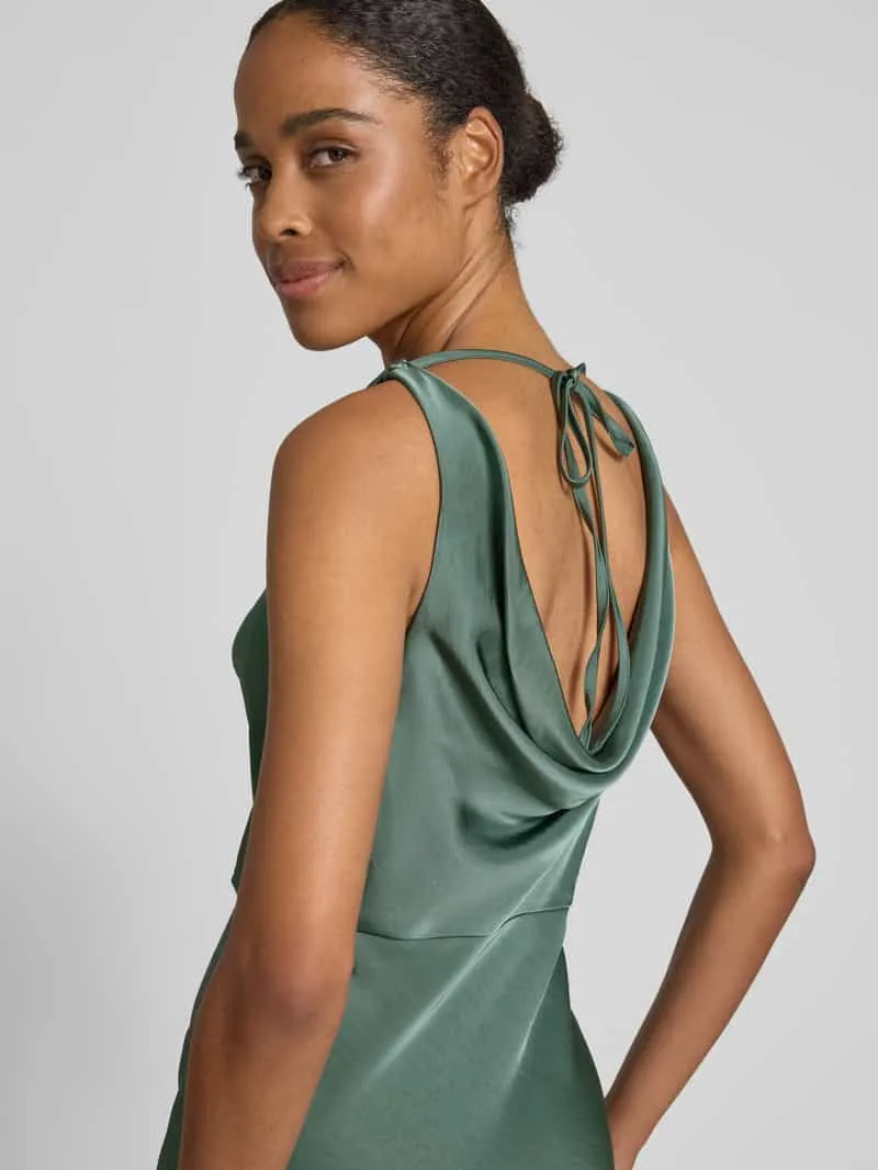 Vero Moda Nauwsluitende cocktailjurk met cascadehals model 'SASELINA' groen, foto 3