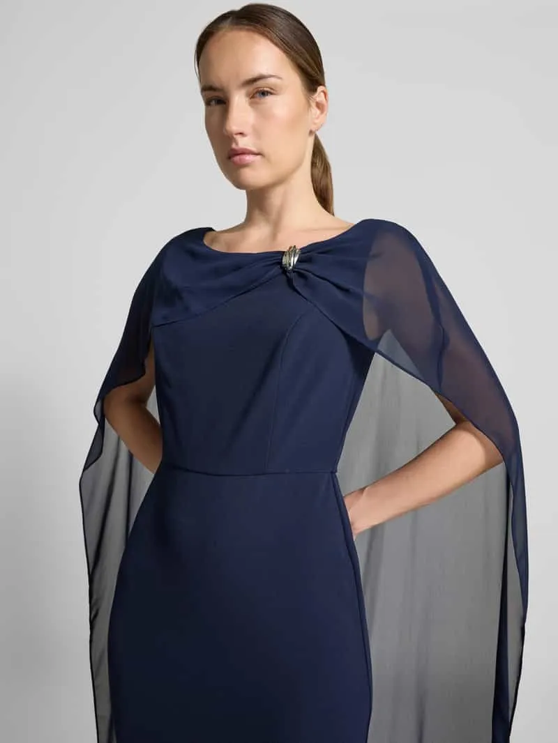 Swing Avondjurk met afneembare cape donkerblauw, foto 2