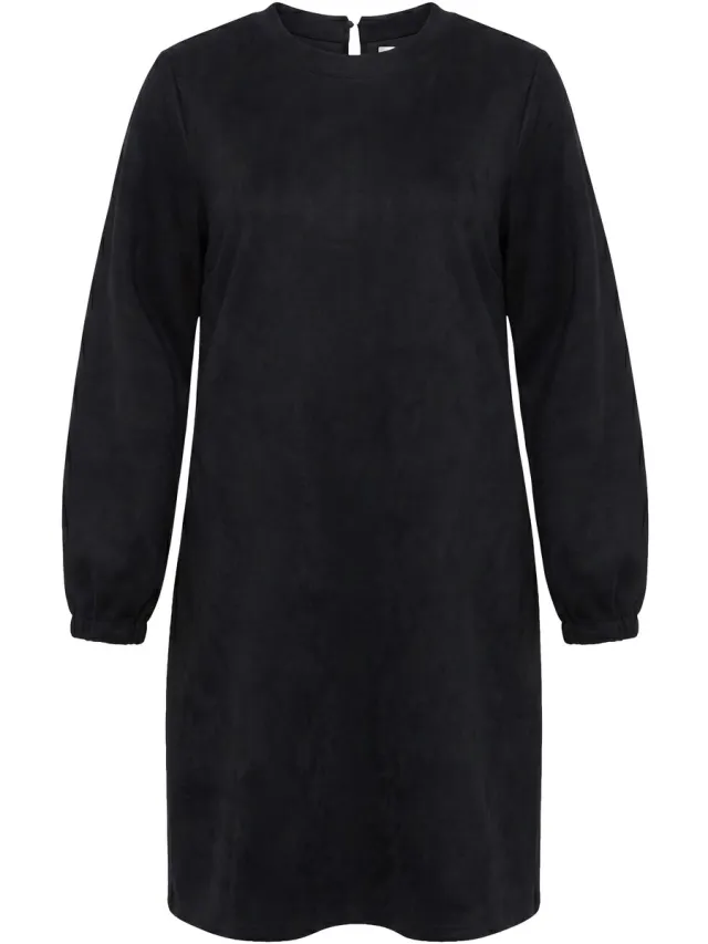 Studio Untold Dames - Sweaterjurk oversized wijde ballon lange mouwen - Zwart - Maat 50+