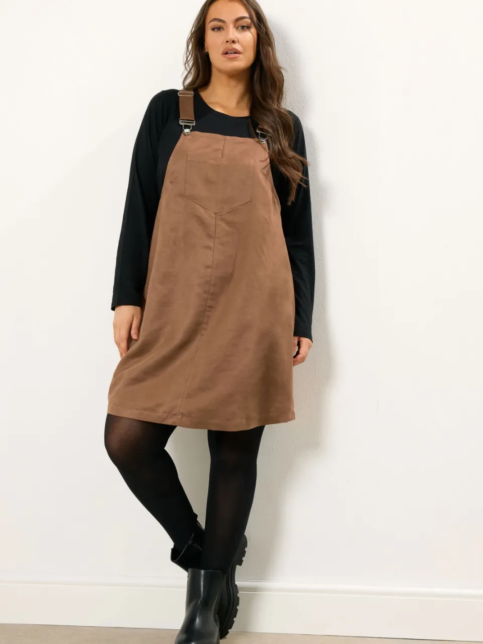 Yours Bruine Faux Suède Pinafore Jurk, foto 2