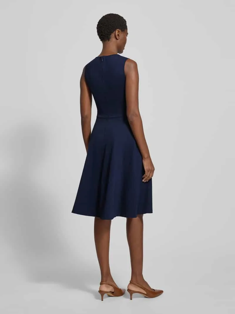 Lauren Ralph Lauren Knie-lange jurk van viscosemix met riem Model 'CHARLEY' marineblauw, foto 3