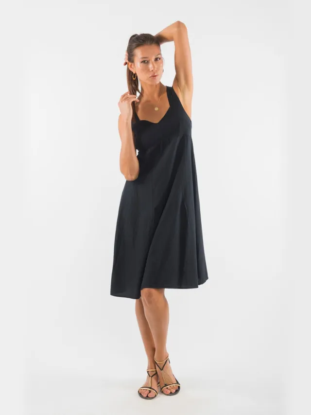 RAVENS VIEW IBIZA dames vegan Jurk Anouk Zwart