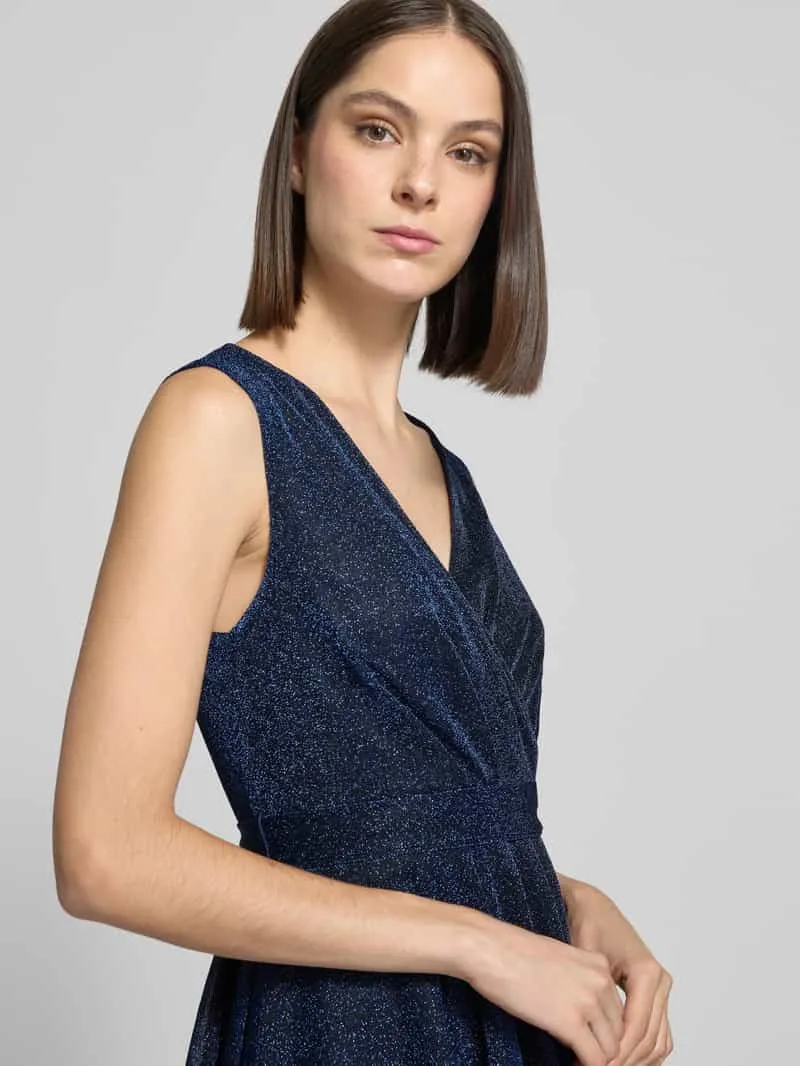 Apricot Knie-lange jurk in wikkellook marineblauw, foto 4