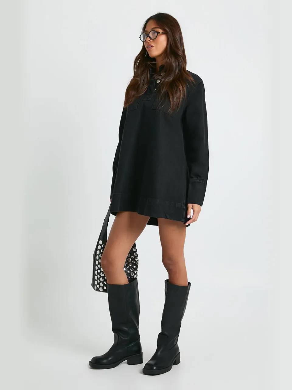 boohoo Dames Denimjurk met lange mouwen, foto 3