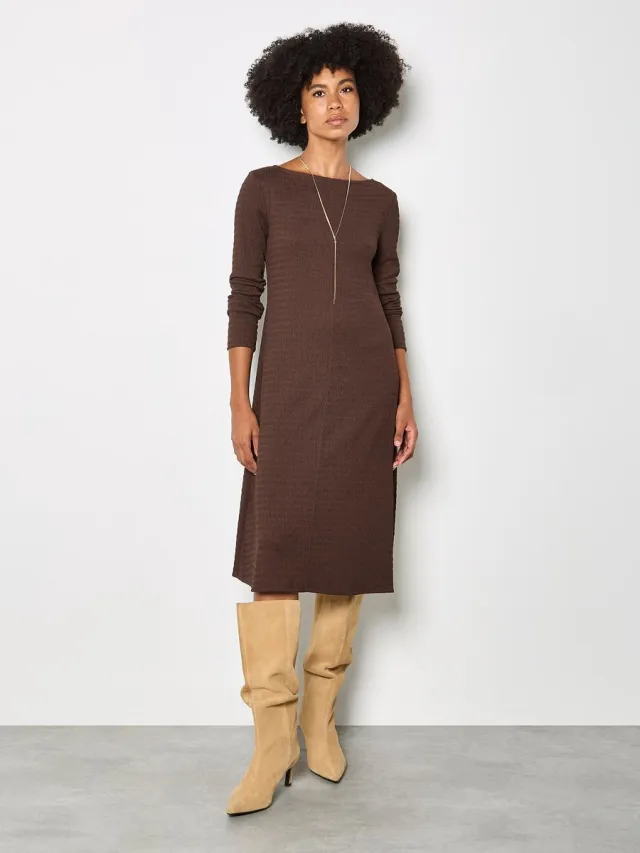 Apricot Midi-jurk van gestructureerde jersey Bruin