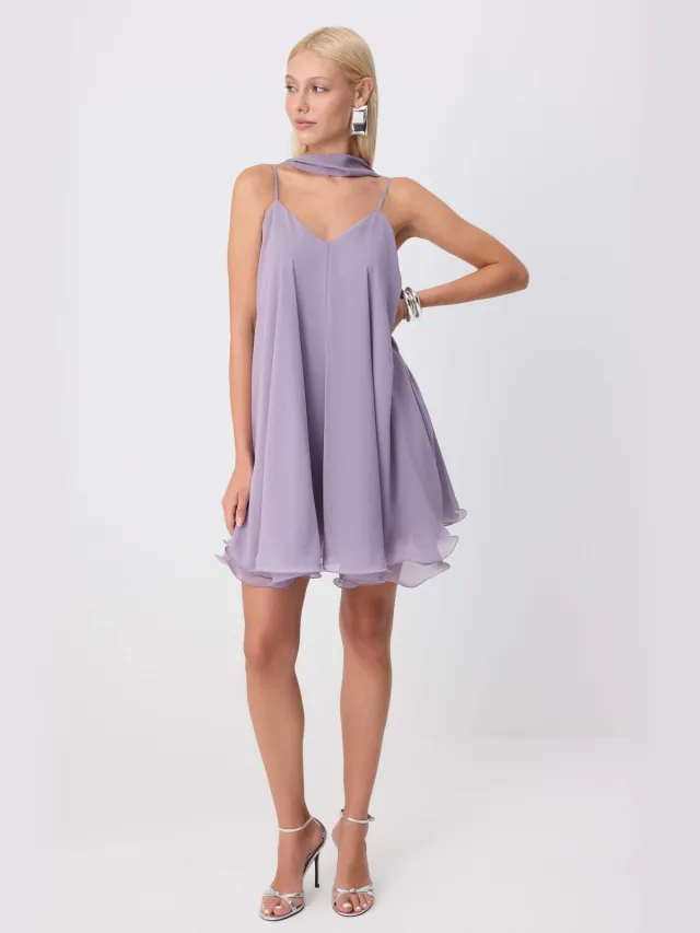 Trendyol TRENDYOLMİLLA Dames Paars Effen Kort / Mini Mouwloos Recht Jurken Lila