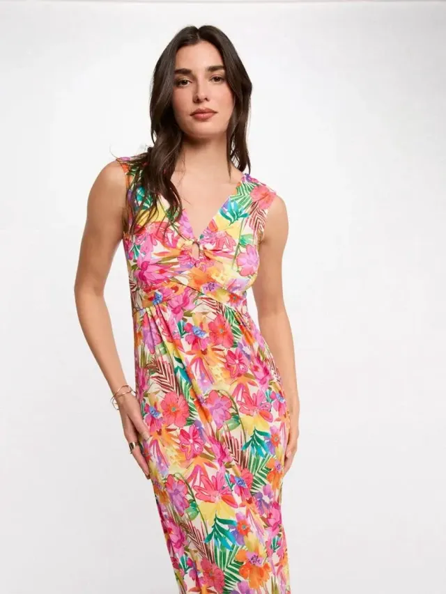 Morgan Long dress with neckline 261-Rio Multicolor - Maat : 40 Multi color