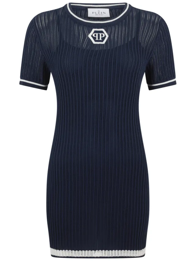 Philipp Plein T-Shirt Dress Hexagon donkerblauw, foto 2
