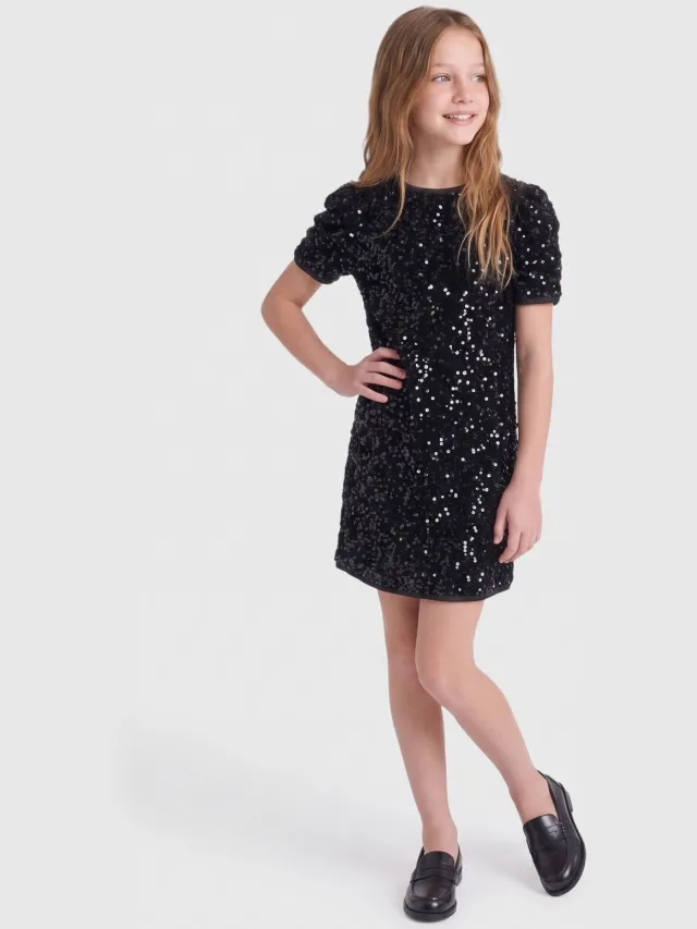 Only KIDS ONLY GIRL midi jurk met pailletten - zwart