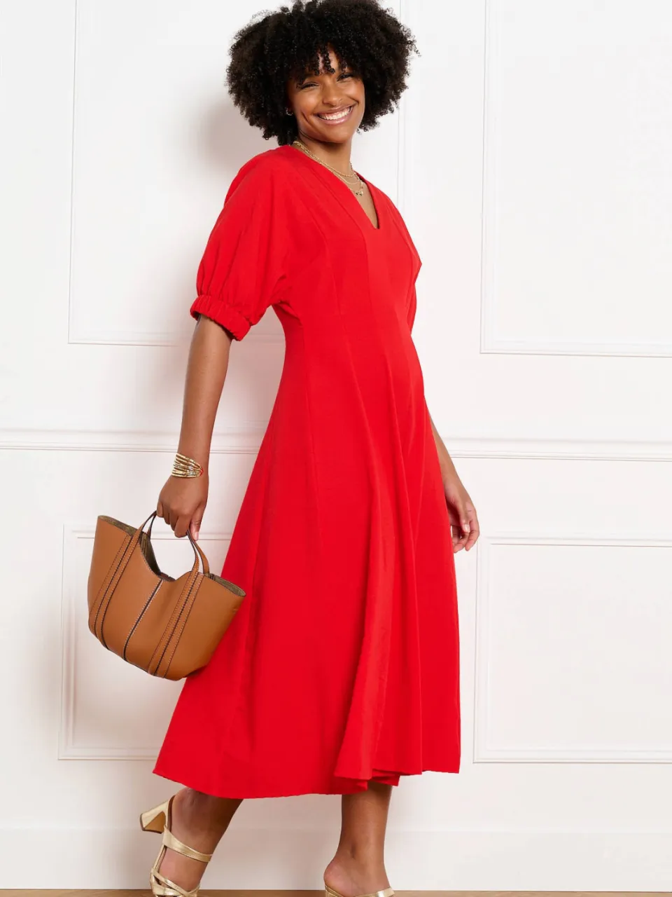 LOLALIZA midi jurk met split - rood, foto 3