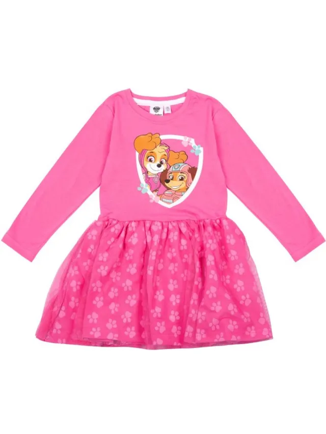 PAW Patrol Jurk - Lange Mouw -Tule - Roze - Skye en Liberty Hardroze