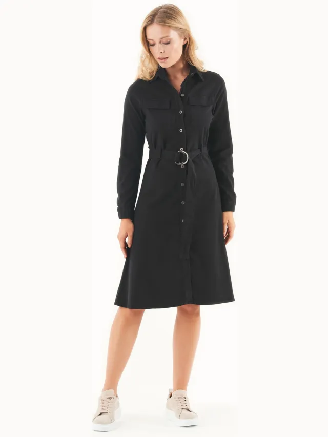 ORGANICATION dames vegan Blousejurk Lyocell Katoenmix Zwart