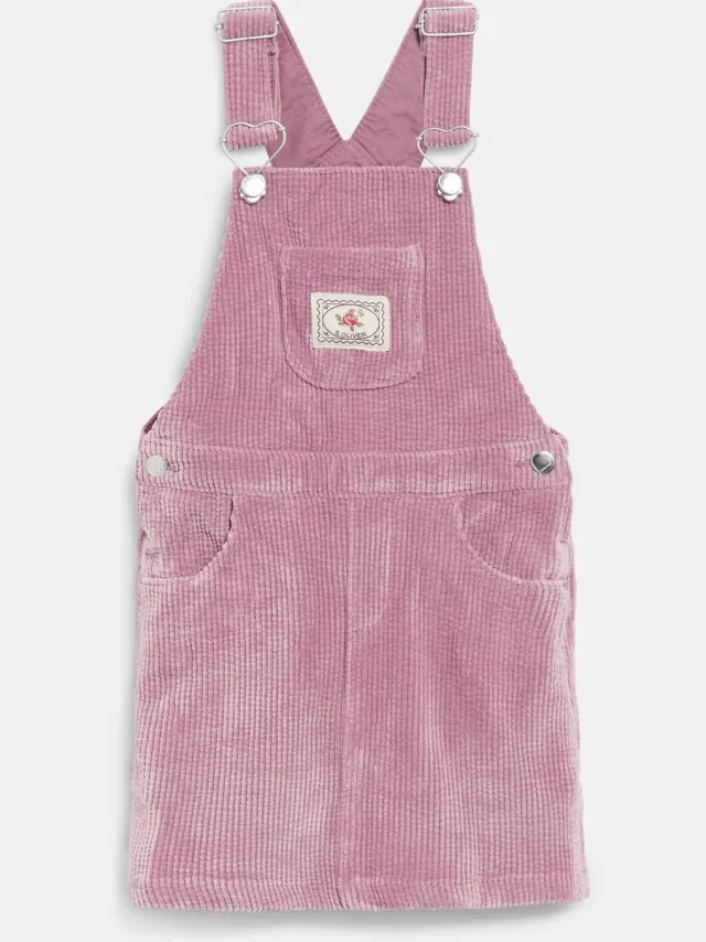 S.Oliver female - Corduroy-overall met applicatie oudroze