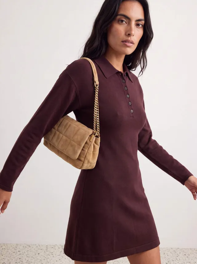 Trendyol TRENDYOLMİLLA Dames Bruin Effen Extra Kort / Super Mini Lang Skater Jurken, foto 2