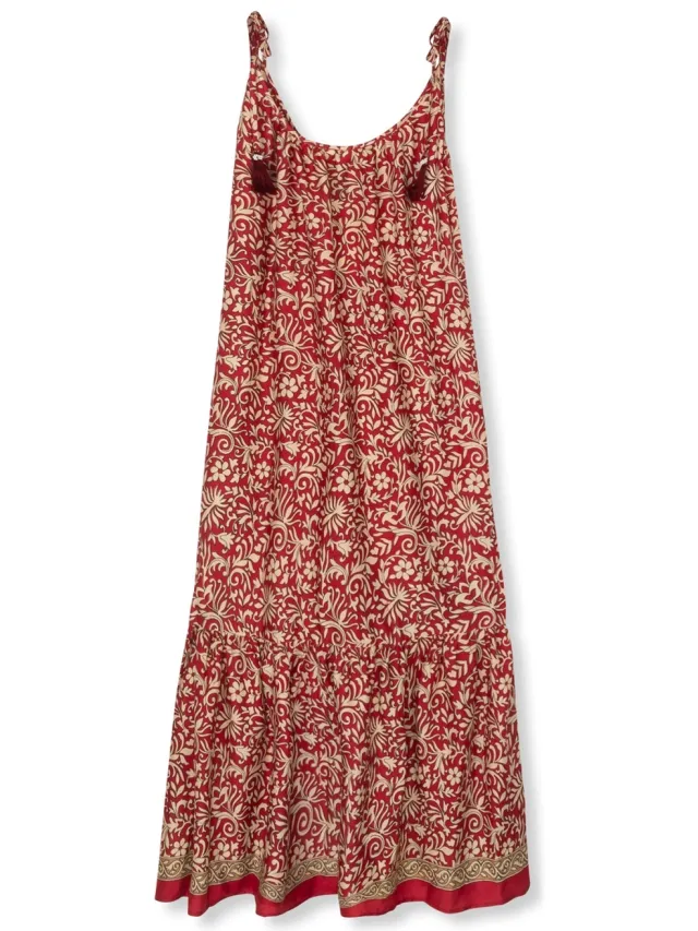 el.résidu dames vegan Midi Jurk Myra Rood Beige