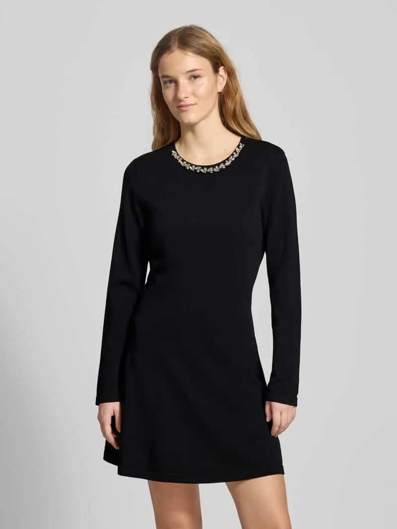Only Getailleerde gebreide jurk van viscosemix, model 'MILLA' Metallic zwart