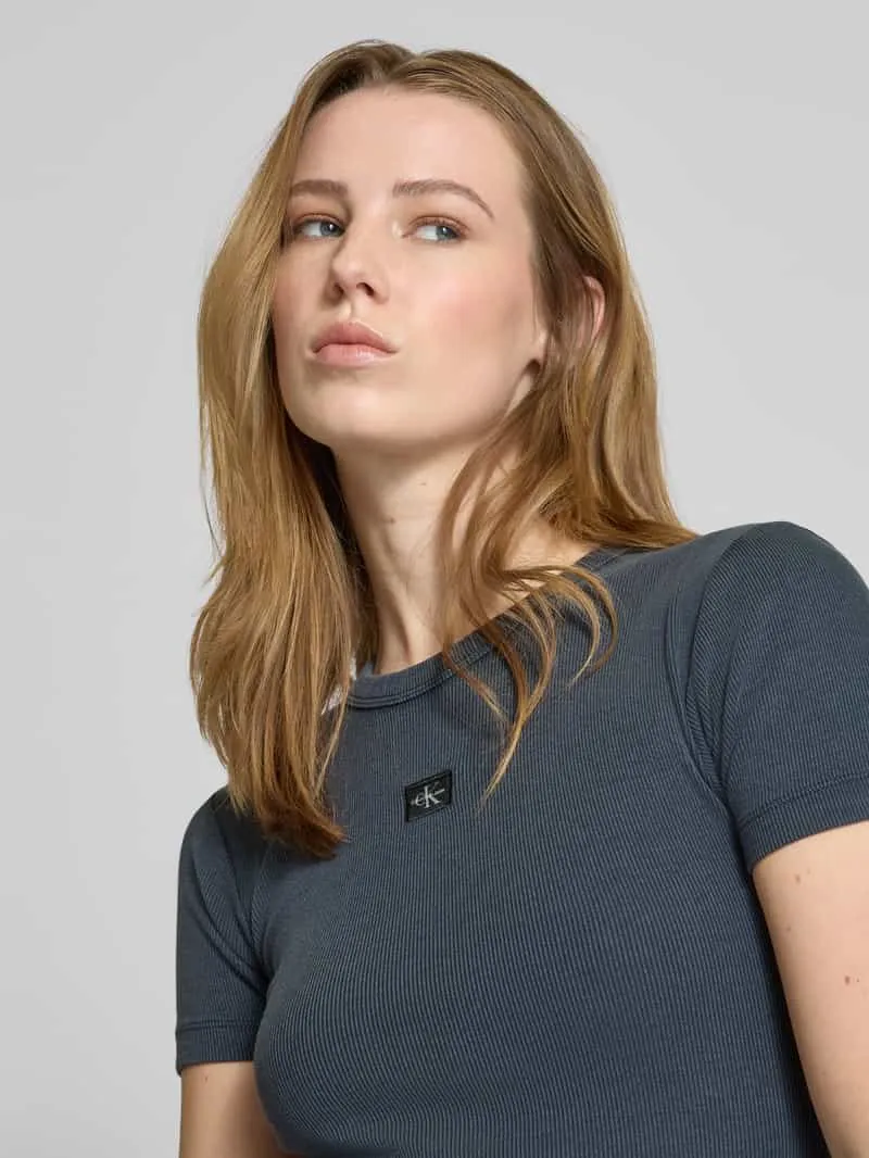 Calvin Klein T-shirtjurk met labelpatch en ronde hals antraciet, foto 5