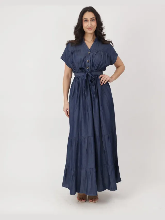 Elara Maxikleid Dunkelblau