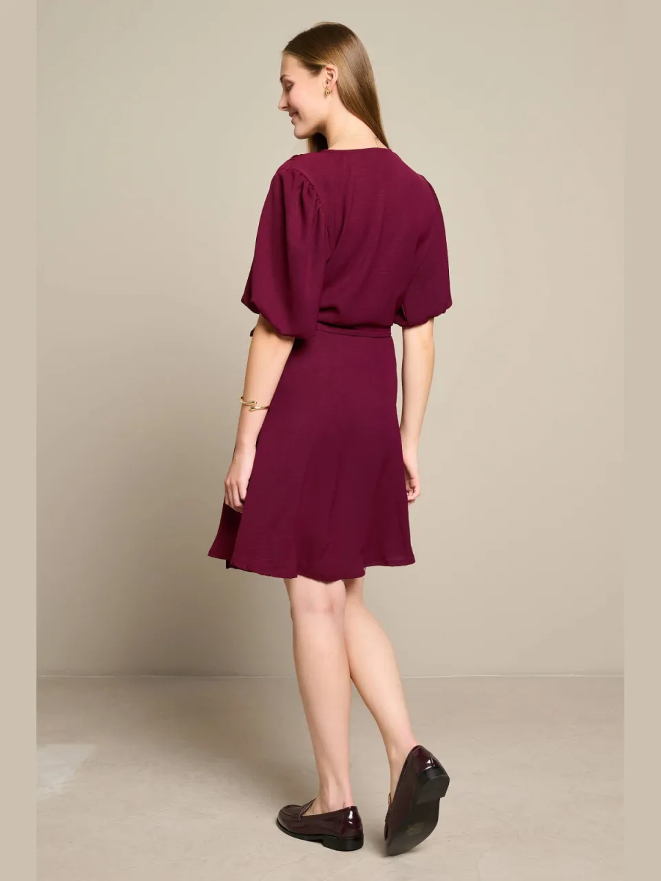 LOLALIZA viscose zomerjurk - donkerrood, foto 4