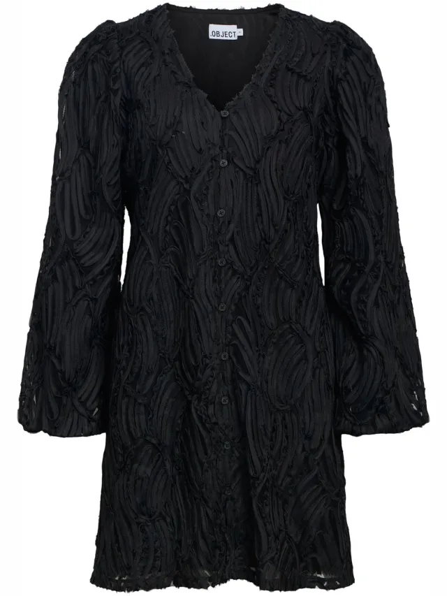 OBJECT COLLECTORS ITEM Object Objlucie Luka L/s Re Dress 147 Div Dames - Jurk - Zwart
