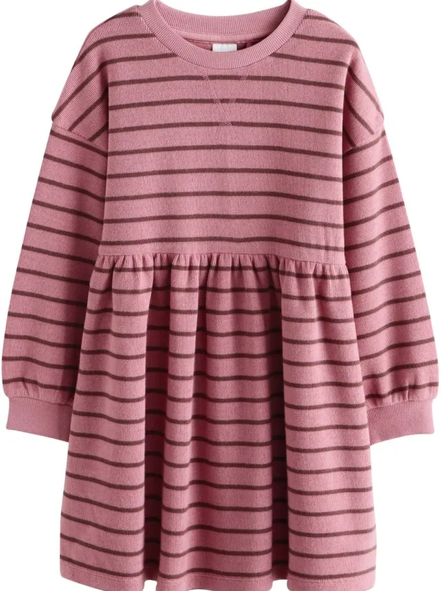 Next Meisjes - Behaaglijke geribbelde trui-jurk - Roze Pink Stripe