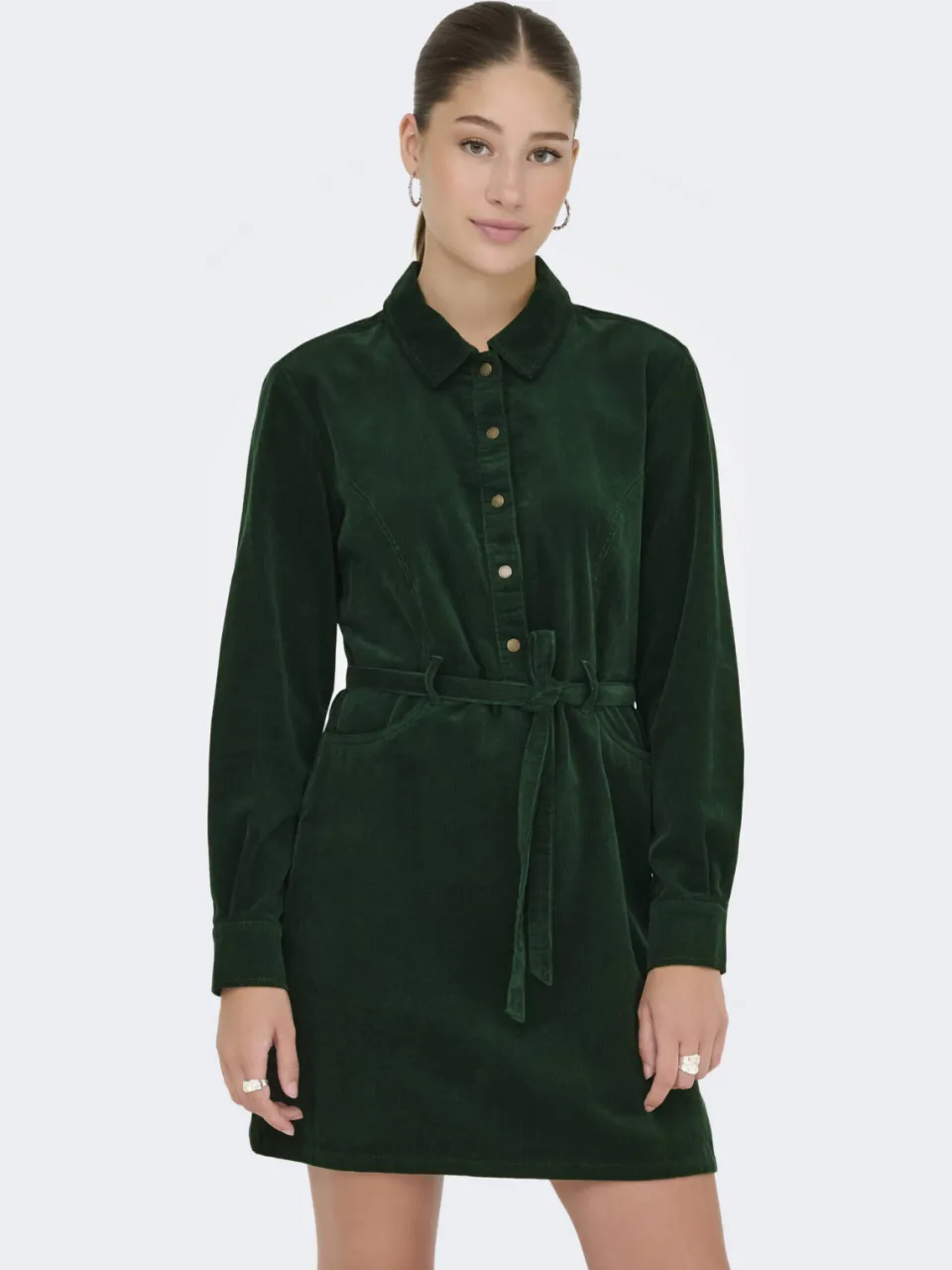 Only corduroy blousejurk donkergroen, foto 4