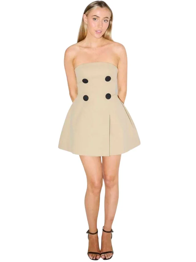 Odd Muse Dames: De ultieme bandeau-minijurk (Beige)