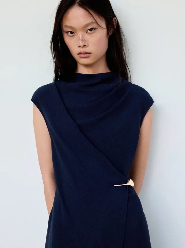 Mango midi jurk - donkerblauw, foto 3
