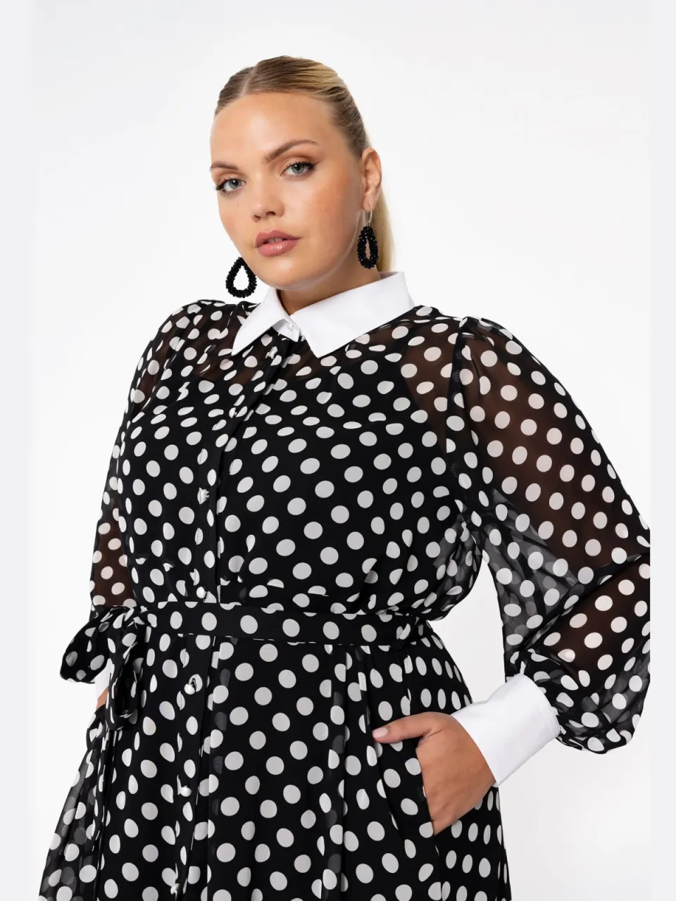 Yoek Jurk flare DOTS | Zwart, foto 4