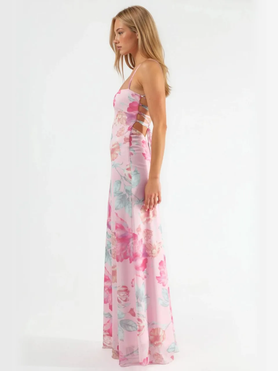 Hiccup Bloemen Halter Maxi Jurk roze, foto 2