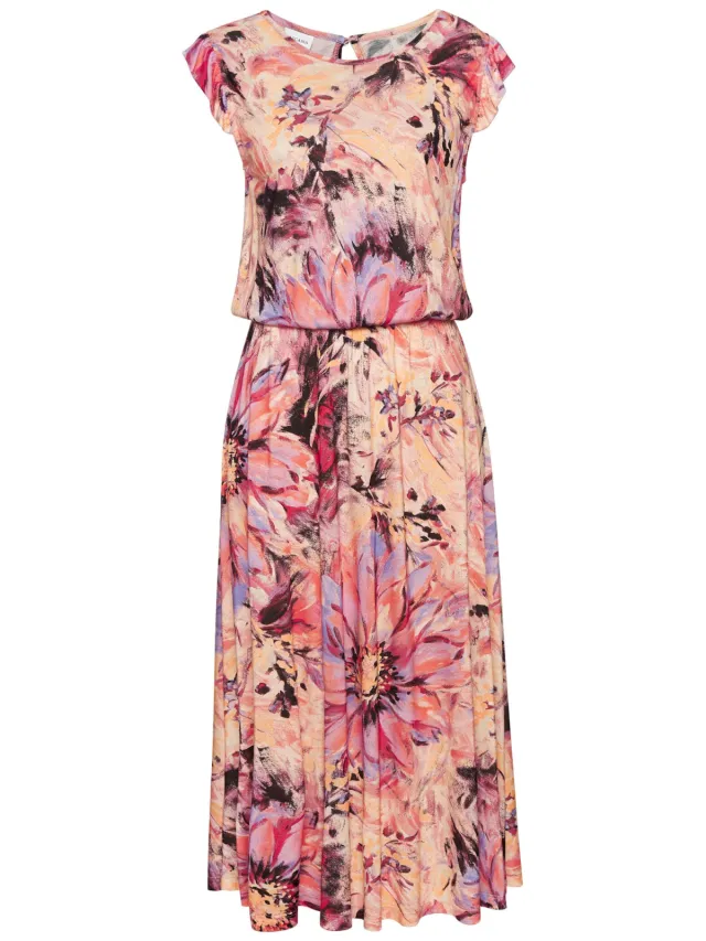 Midi-jurk pink bedrukt