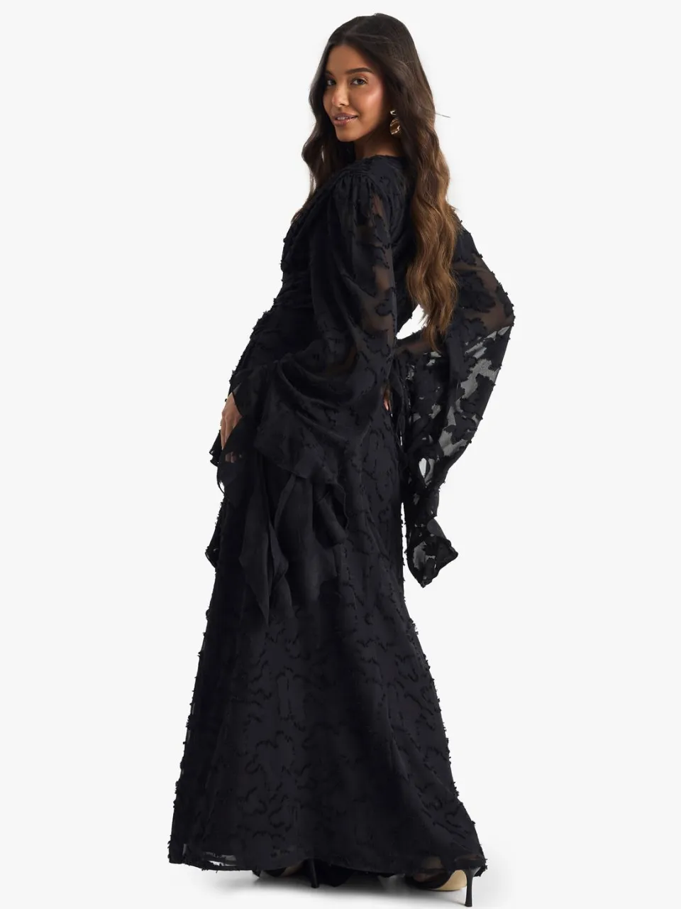 boohoo Dames Maxi-jurk met textuur, split en uitgesneden details zwart, foto 2