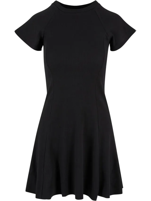 Urban Classics Dames/Dames Ribbed Skater Dress (Zwart)
