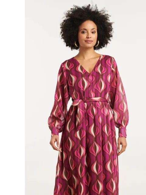 Smashed Lemon 25773 – chiffon maxi jurk met lurex detail veelkleurig, foto 2