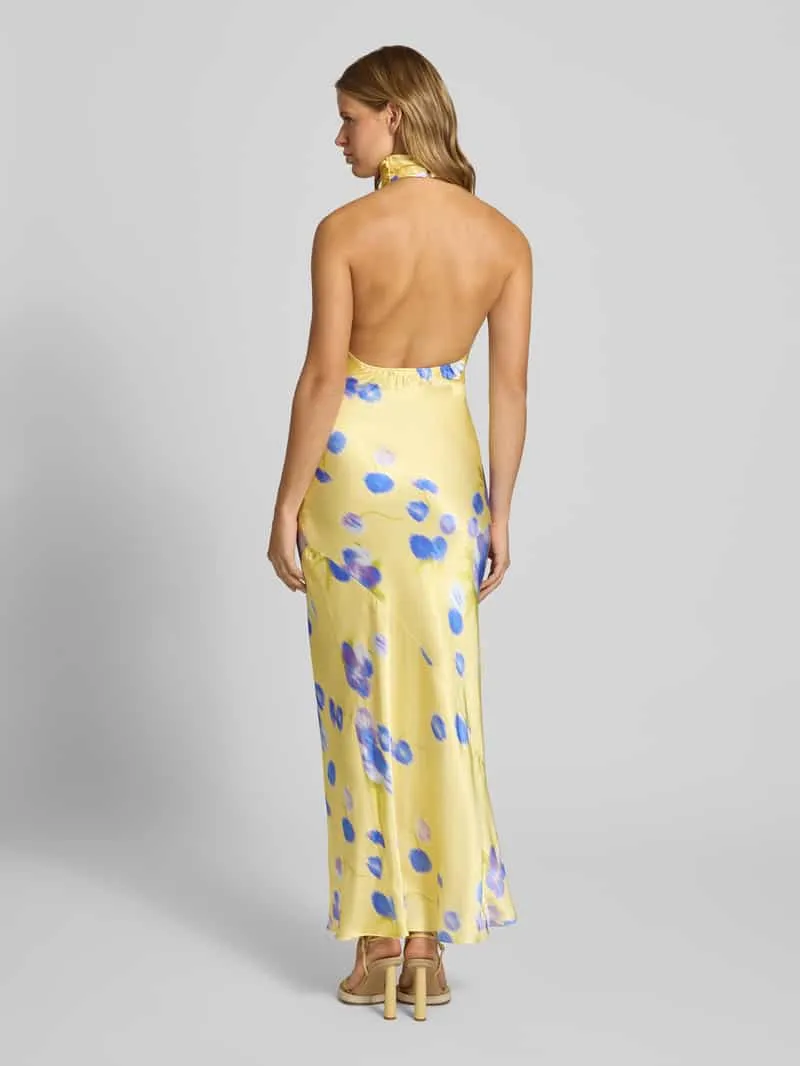 Topshop Avondjurk met hals met halter lichtgeel, foto 4
