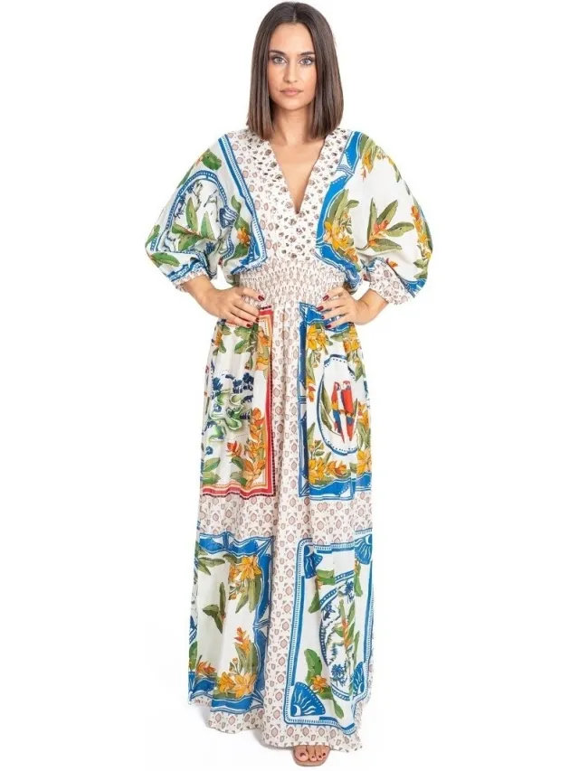 Isla Bonita By Sigris Lange Jurk Isla Bonita By Sigris Lange Midi-Jurk Wit