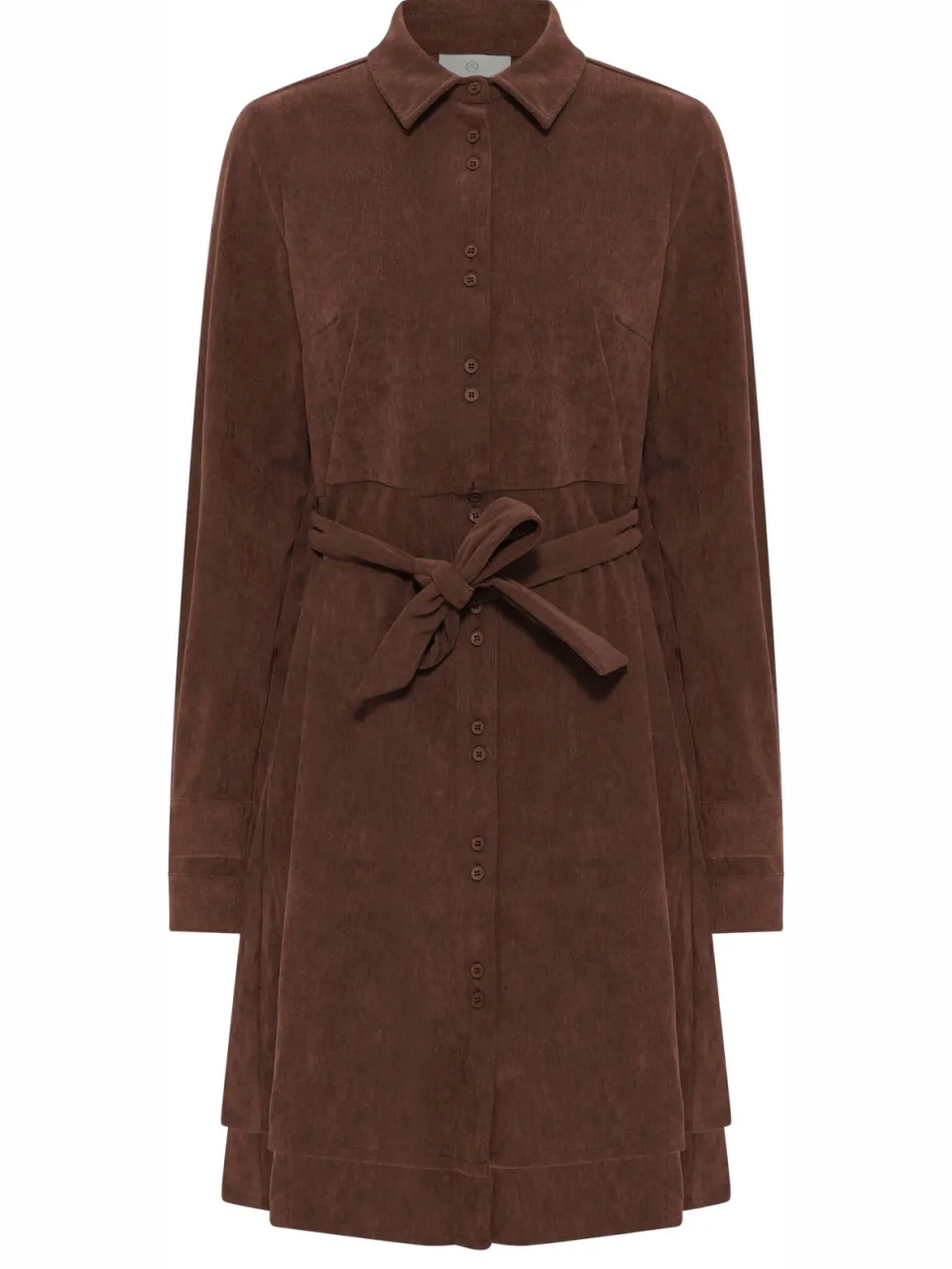 Kaffe corduroy korte blousejurk met ceintuur - bruin, foto 2
