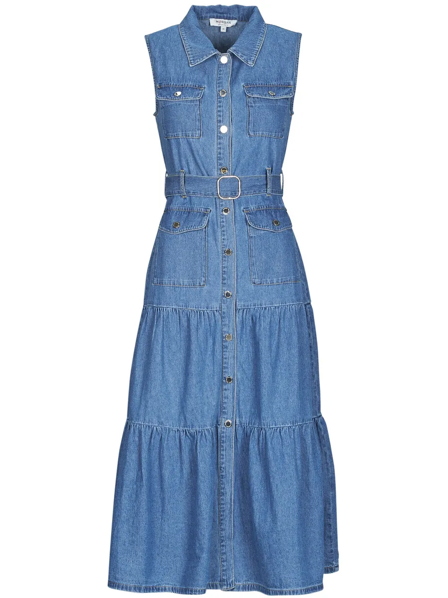 Morgan denim blousejurk medium blue, foto 2