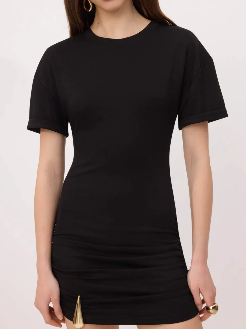 Trendyol TRENDYOLMİLLA Dames Zwart Effen Kort / Mini Kort Bodycon Jurken, foto 2