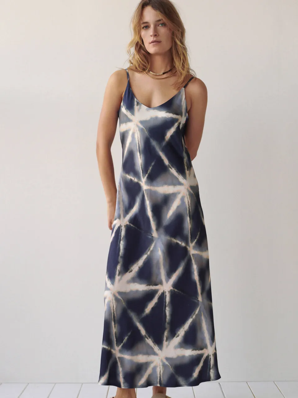 Summum viscose midi jurk met print - donkerblauw, foto 3