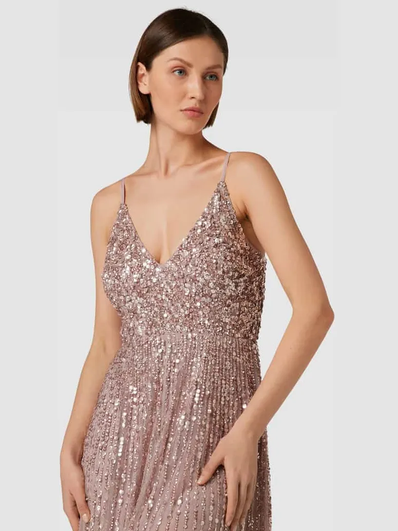 Lace & Beads Avondjurk met pailletten Oudroze