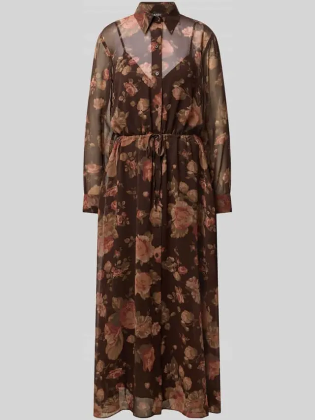 Lauren Ralph Lauren Uitlopend maxi-jurk met tailleriemband middenbruin, foto 2