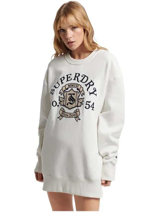 Superdry Pride In Craft jurk met ronde hals - Dames - Jurken winter white