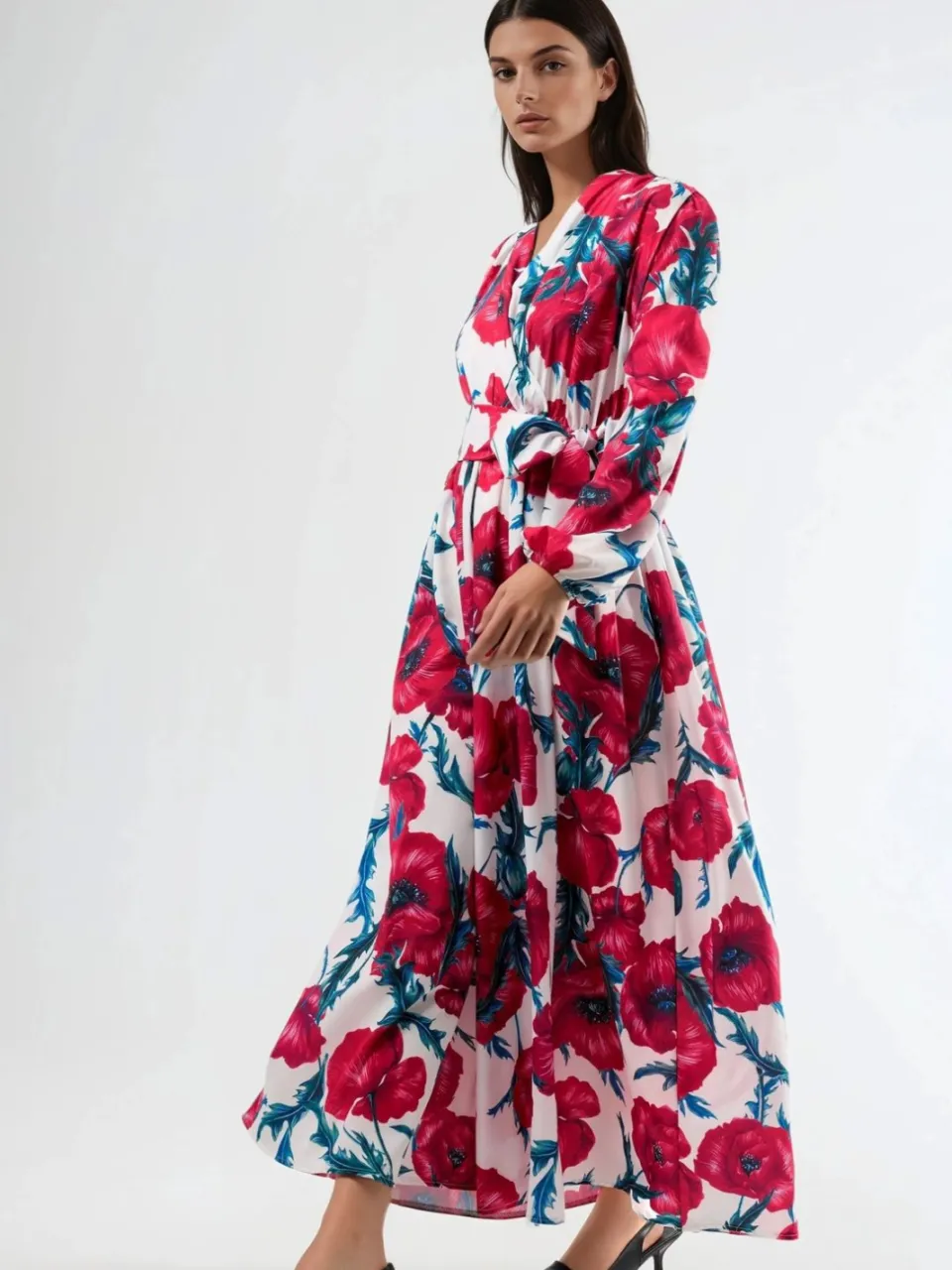 MSN Collection Bloemige Maxi-jurk met Strikfront veelkleurig, foto 2